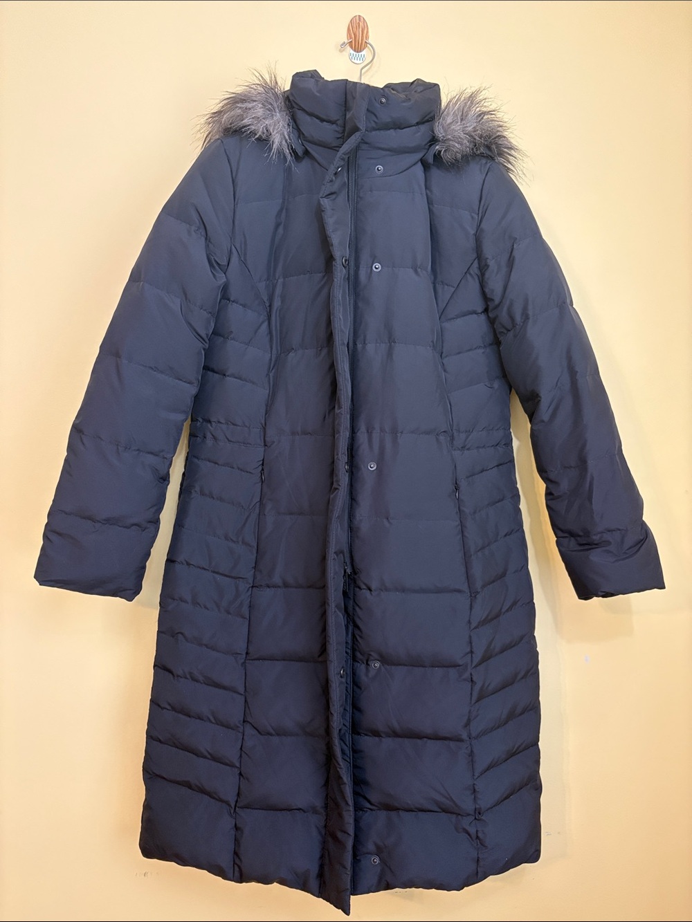 Calvin Klein | Black Long Hooded Puffer Parka Quilted Zip Snap Coat Jacket Small - Picture 3 of 16